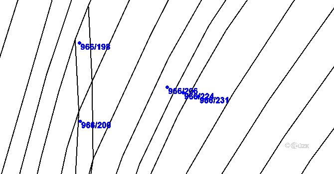 Parcela st. 966/206 v KÚ Ostopovice, Katastrální mapa
