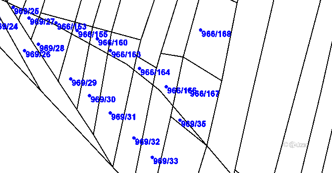 Parcela st. 966/166 v KÚ Ostopovice, Katastrální mapa