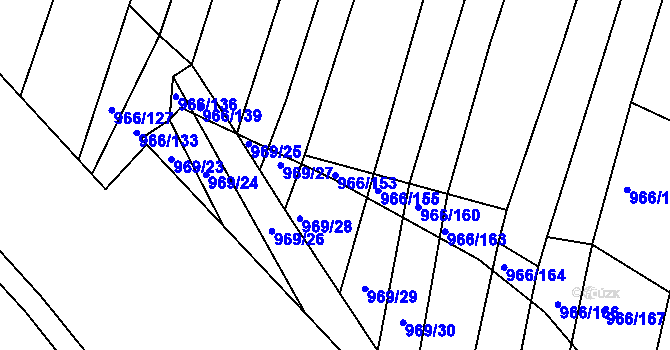 Parcela st. 966/153 v KÚ Ostopovice, Katastrální mapa