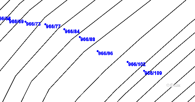 Parcela st. 966/96 v KÚ Ostopovice, Katastrální mapa