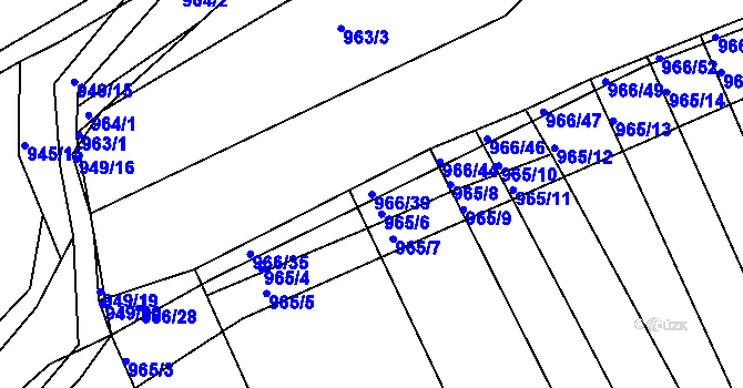 Parcela st. 966/39 v KÚ Ostopovice, Katastrální mapa