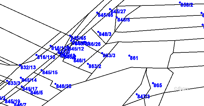 Parcela st. 863/3 v KÚ Ostopovice, Katastrální mapa