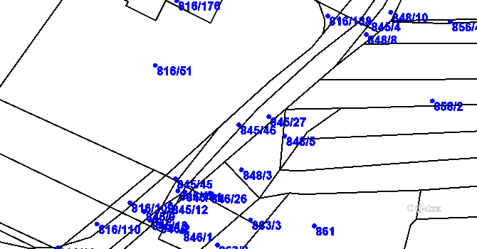 Parcela st. 845/46 v KÚ Ostopovice, Katastrální mapa