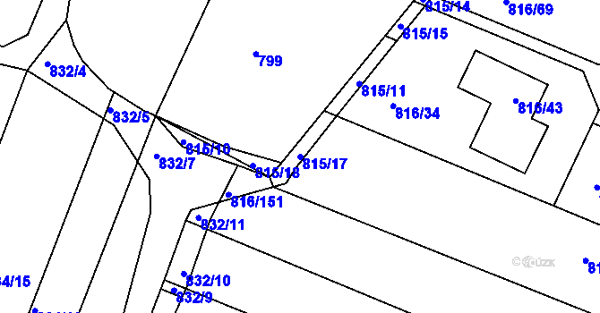 Parcela st. 815/17 v KÚ Ostopovice, Katastrální mapa