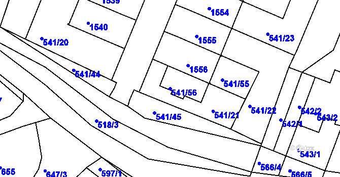 Parcela st. 541/56 v KÚ Ostopovice, Katastrální mapa