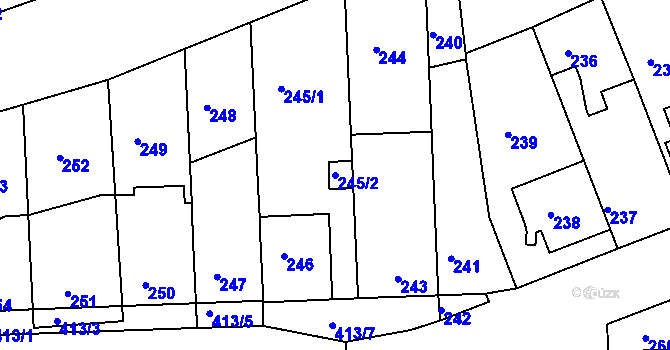 Parcela st. 245/2 v KÚ Ostopovice, Katastrální mapa