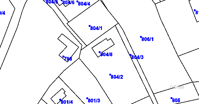 Parcela st. 804/8 v KÚ Ostopovice, Katastrální mapa