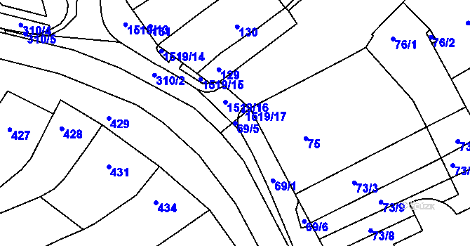 Parcela st. 69/5 v KÚ Ostopovice, Katastrální mapa