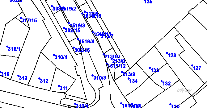 Parcela st. 213/10 v KÚ Ostopovice, Katastrální mapa