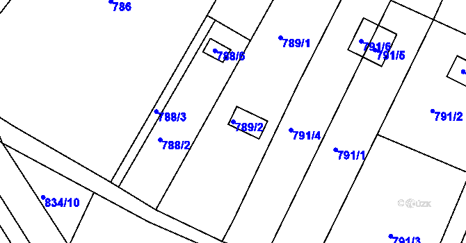 Parcela st. 789/2 v KÚ Ostopovice, Katastrální mapa