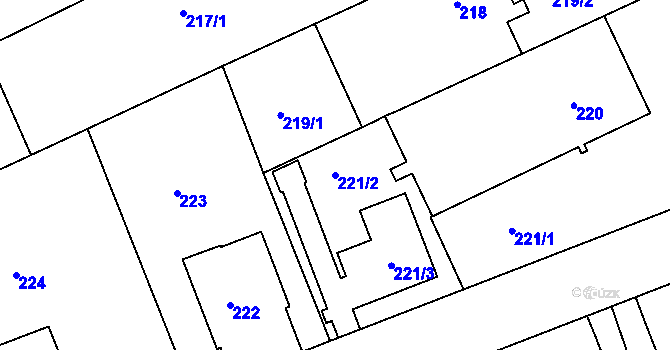 Parcela st. 221/2 v KÚ Ostopovice, Katastrální mapa