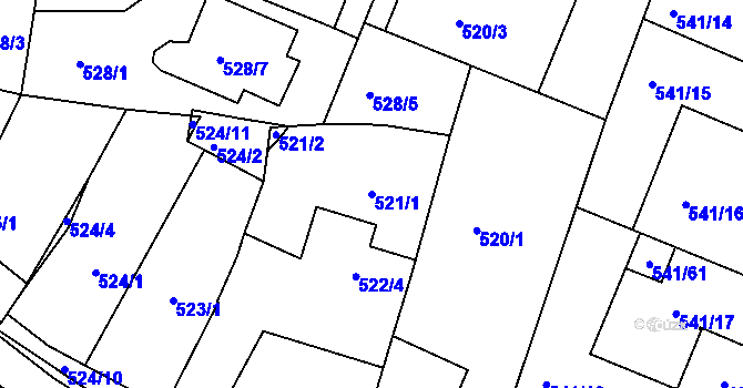 Parcela st. 521/1 v KÚ Ostopovice, Katastrální mapa