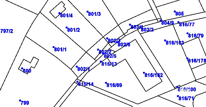 Parcela st. 802/5 v KÚ Ostopovice, Katastrální mapa