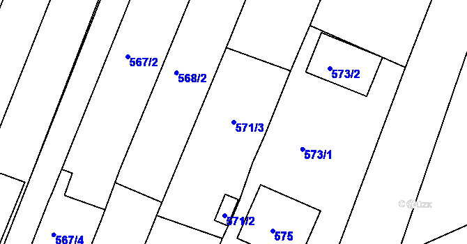 Parcela st. 571/3 v KÚ Ostopovice, Katastrální mapa