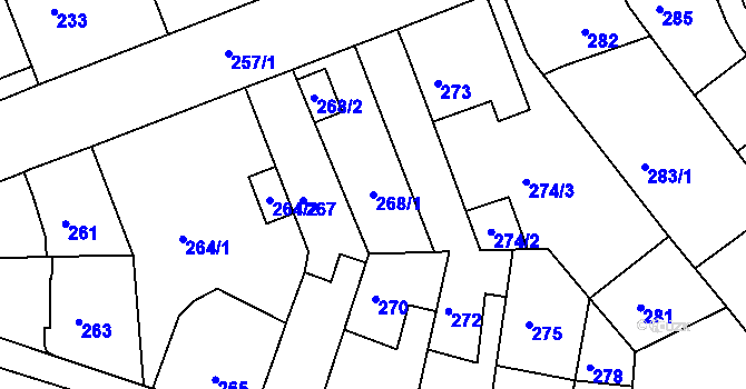 Parcela st. 268/1 v KÚ Ostopovice, Katastrální mapa