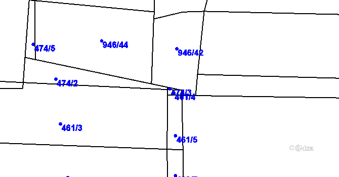 Parcela st. 474/3 v KÚ Ostrá, Katastrální mapa