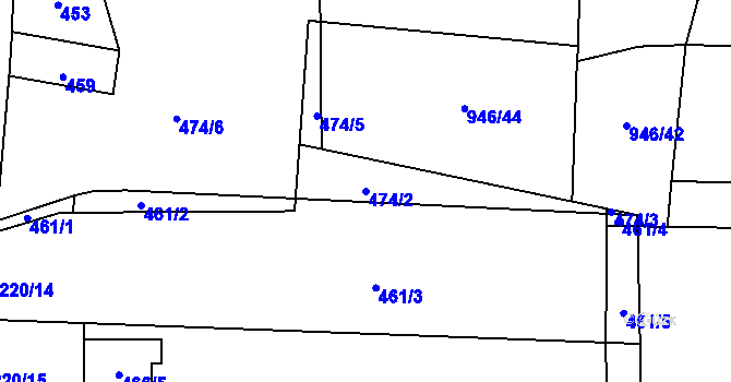 Parcela st. 474/2 v KÚ Ostrá, Katastrální mapa