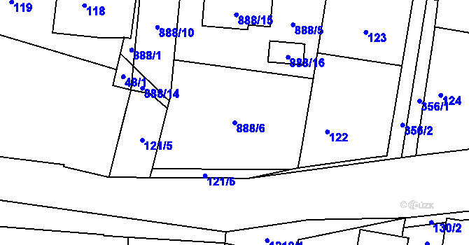 Parcela st. 888/6 v KÚ Ostrá, Katastrální mapa