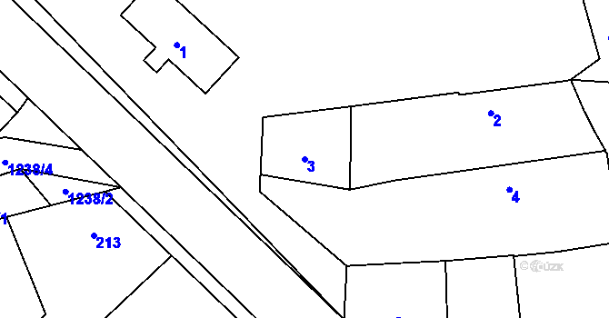 Parcela st. 3 v KÚ Ostrá, Katastrální mapa