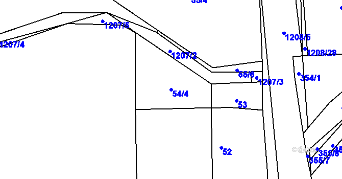 Parcela st. 54/4 v KÚ Ostrá, Katastrální mapa