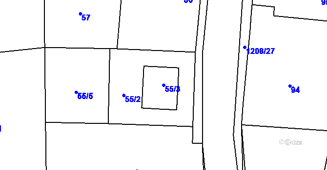 Parcela st. 55/3 v KÚ Ostrá, Katastrální mapa