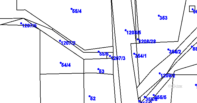 Parcela st. 55/6 v KÚ Ostrá, Katastrální mapa