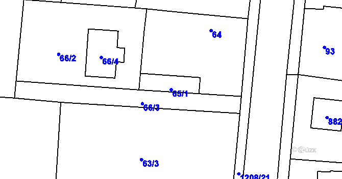 Parcela st. 65/1 v KÚ Ostrá, Katastrální mapa