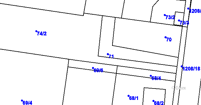 Parcela st. 71 v KÚ Ostrá, Katastrální mapa