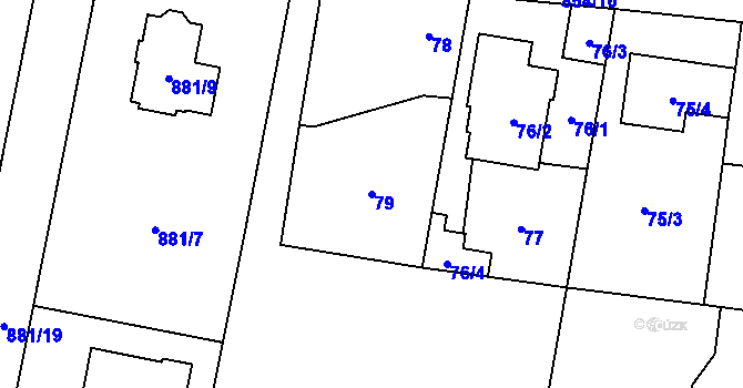 Parcela st. 79 v KÚ Ostrá, Katastrální mapa