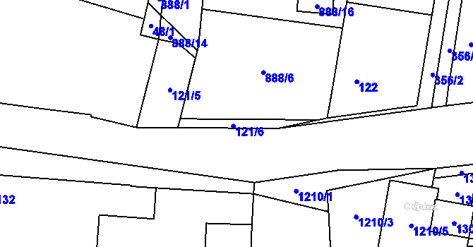 Parcela st. 121 v KÚ Ostrá, Katastrální mapa