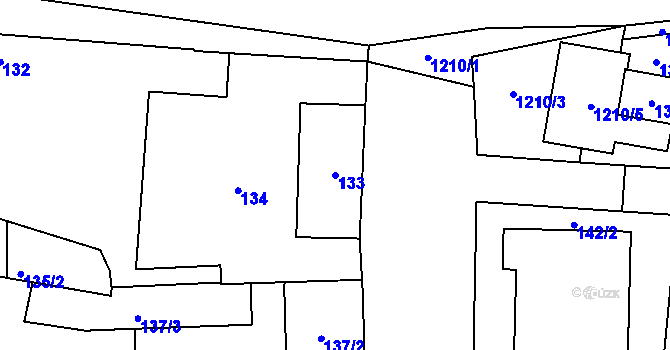 Parcela st. 133 v KÚ Ostrá, Katastrální mapa