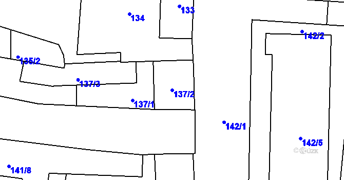 Parcela st. 137/2 v KÚ Ostrá, Katastrální mapa