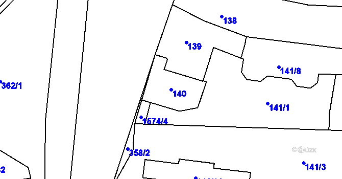 Parcela st. 140 v KÚ Ostrá, Katastrální mapa