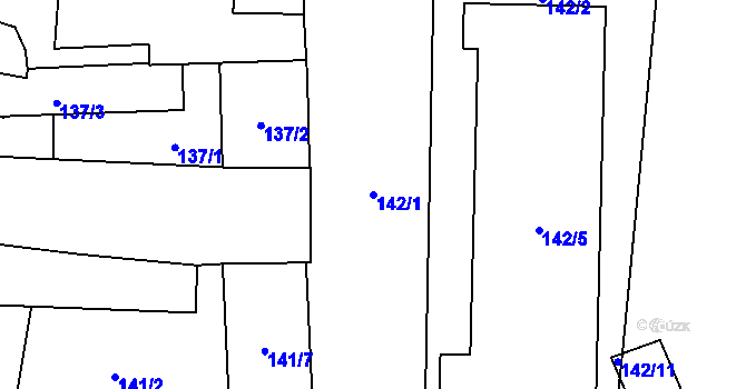Parcela st. 142/1 v KÚ Ostrá, Katastrální mapa