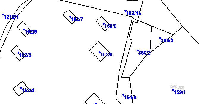 Parcela st. 162/9 v KÚ Ostrá, Katastrální mapa