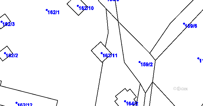 Parcela st. 162/11 v KÚ Ostrá, Katastrální mapa