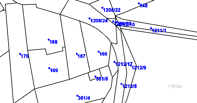 Parcela st. 166 v KÚ Ostrá, Katastrální mapa