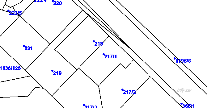 Parcela st. 217/1 v KÚ Ostrá, Katastrální mapa