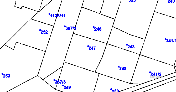 Parcela st. 247 v KÚ Ostrá, Katastrální mapa