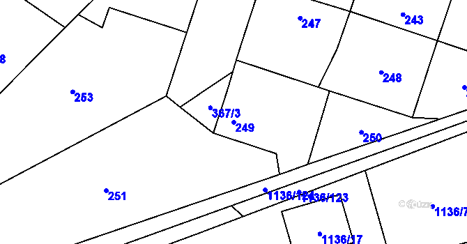 Parcela st. 249 v KÚ Ostrá, Katastrální mapa