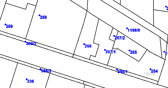 Parcela st. 256 v KÚ Ostrá, Katastrální mapa