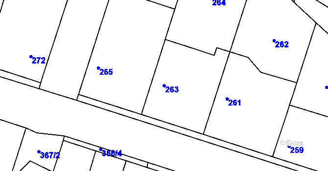 Parcela st. 263 v KÚ Ostrá, Katastrální mapa