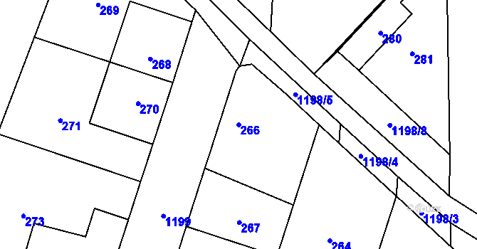 Parcela st. 266 v KÚ Ostrá, Katastrální mapa