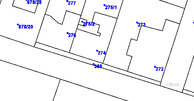 Parcela st. 274 v KÚ Ostrá, Katastrální mapa