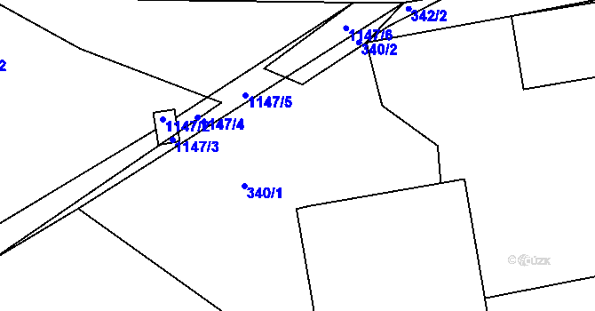 Parcela st. 340 v KÚ Ostrá, Katastrální mapa