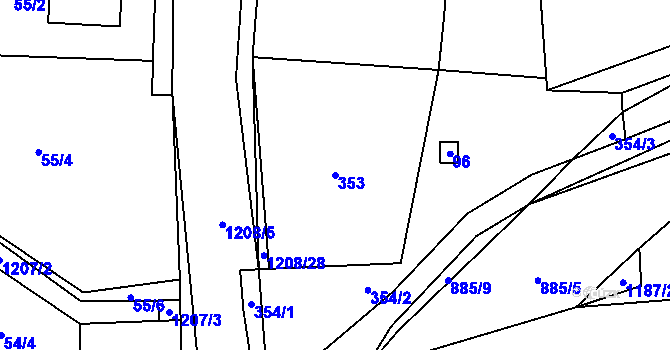 Parcela st. 353 v KÚ Ostrá, Katastrální mapa