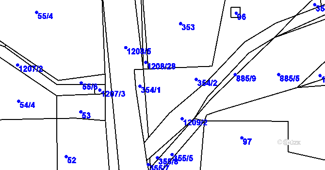 Parcela st. 354 v KÚ Ostrá, Katastrální mapa