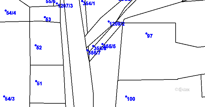 Parcela st. 355 v KÚ Ostrá, Katastrální mapa