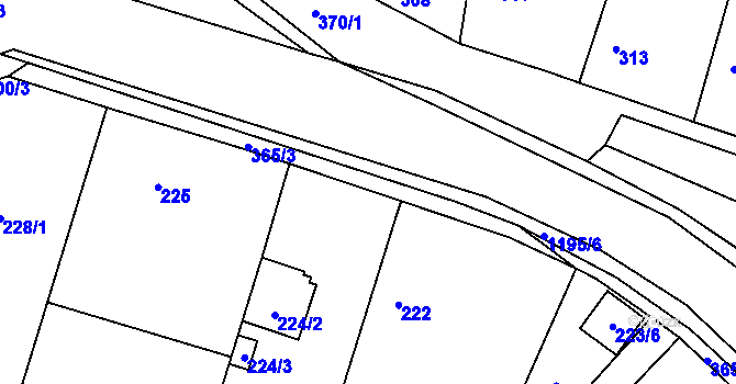 Parcela st. 365 v KÚ Ostrá, Katastrální mapa