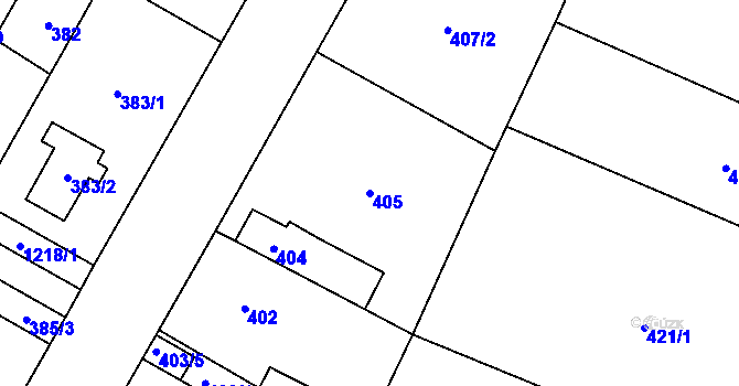 Parcela st. 405 v KÚ Ostrá, Katastrální mapa